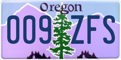 OR license plate 009ZFS