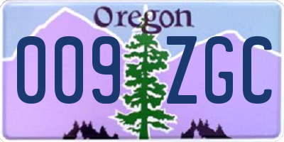 OR license plate 009ZGC