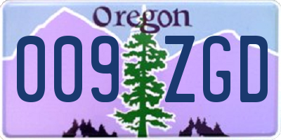 OR license plate 009ZGD