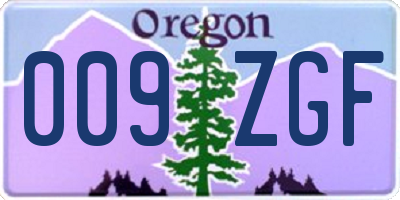 OR license plate 009ZGF