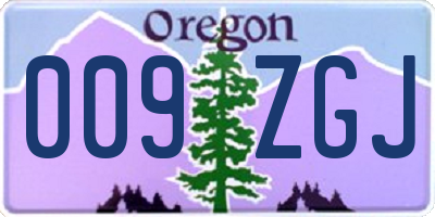 OR license plate 009ZGJ