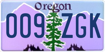 OR license plate 009ZGK