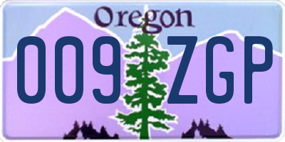 OR license plate 009ZGP