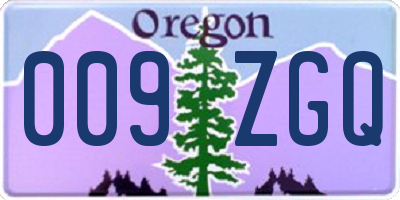 OR license plate 009ZGQ