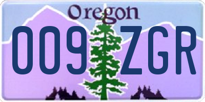OR license plate 009ZGR