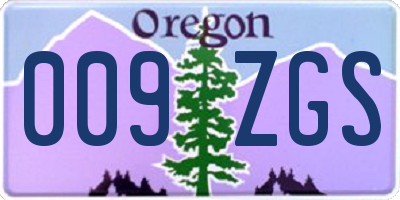 OR license plate 009ZGS