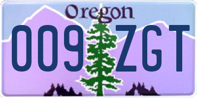 OR license plate 009ZGT