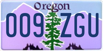 OR license plate 009ZGU