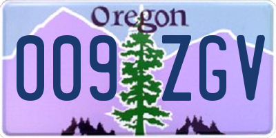 OR license plate 009ZGV