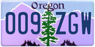 OR license plate 009ZGW