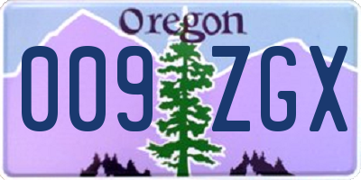 OR license plate 009ZGX