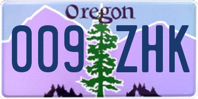 OR license plate 009ZHK