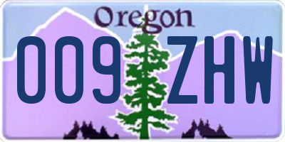 OR license plate 009ZHW