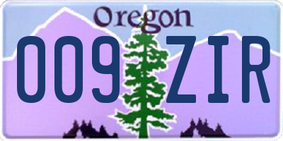 OR license plate 009ZIR