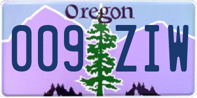 OR license plate 009ZIW
