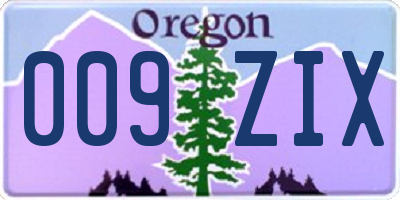 OR license plate 009ZIX