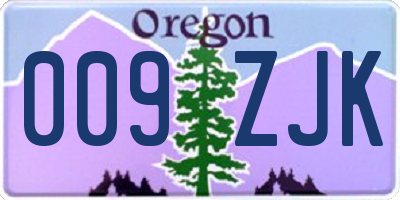 OR license plate 009ZJK