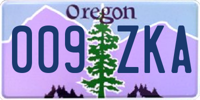 OR license plate 009ZKA