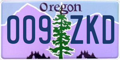 OR license plate 009ZKD