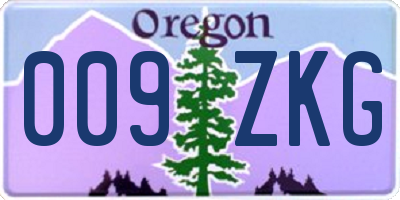 OR license plate 009ZKG