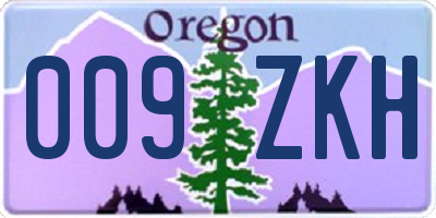 OR license plate 009ZKH
