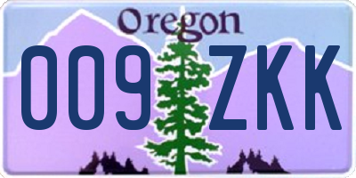 OR license plate 009ZKK