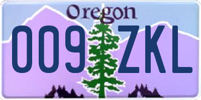 OR license plate 009ZKL