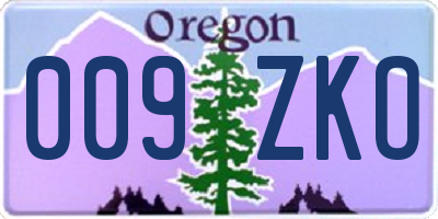 OR license plate 009ZKO