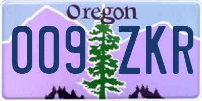 OR license plate 009ZKR
