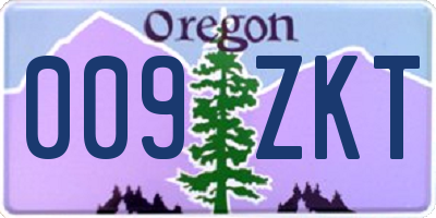 OR license plate 009ZKT