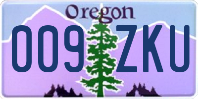OR license plate 009ZKU