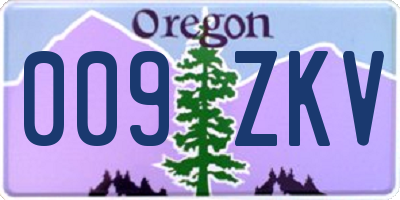 OR license plate 009ZKV