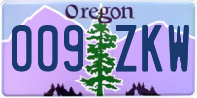 OR license plate 009ZKW