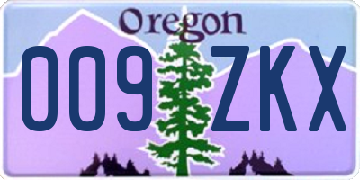 OR license plate 009ZKX