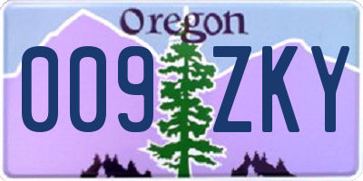 OR license plate 009ZKY