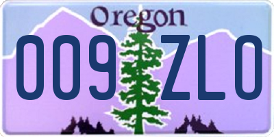 OR license plate 009ZLO