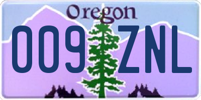 OR license plate 009ZNL