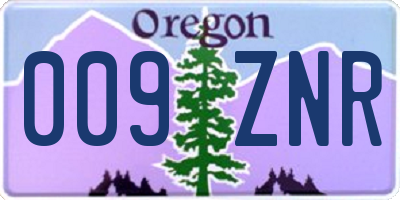 OR license plate 009ZNR