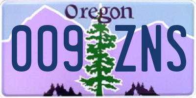 OR license plate 009ZNS