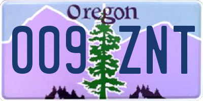 OR license plate 009ZNT