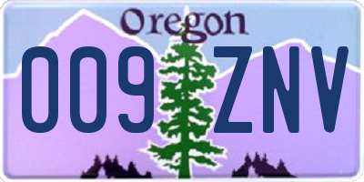 OR license plate 009ZNV