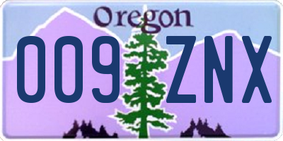 OR license plate 009ZNX