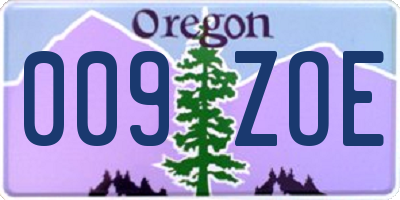 OR license plate 009ZOE