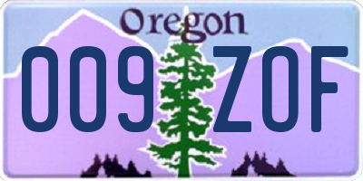 OR license plate 009ZOF