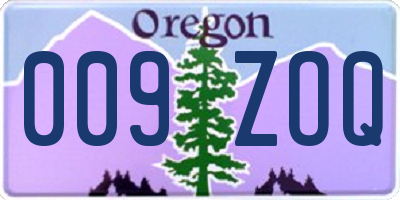 OR license plate 009ZOQ