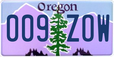 OR license plate 009ZOW