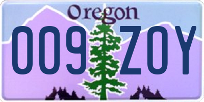 OR license plate 009ZOY