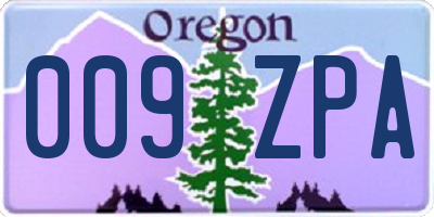 OR license plate 009ZPA