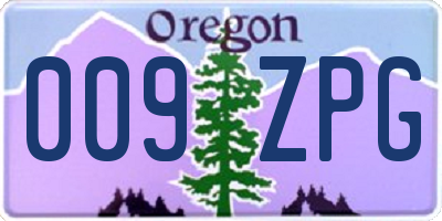OR license plate 009ZPG