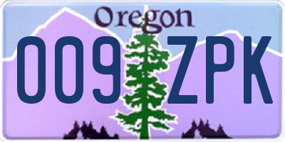 OR license plate 009ZPK
